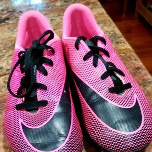 Nike pink cleats, Adidas shin Guards and socks